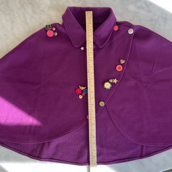 Purple Wool Blend Capelet | Vintage Button Detail | Chic Winter Layering Piece - Picture 8 of 8